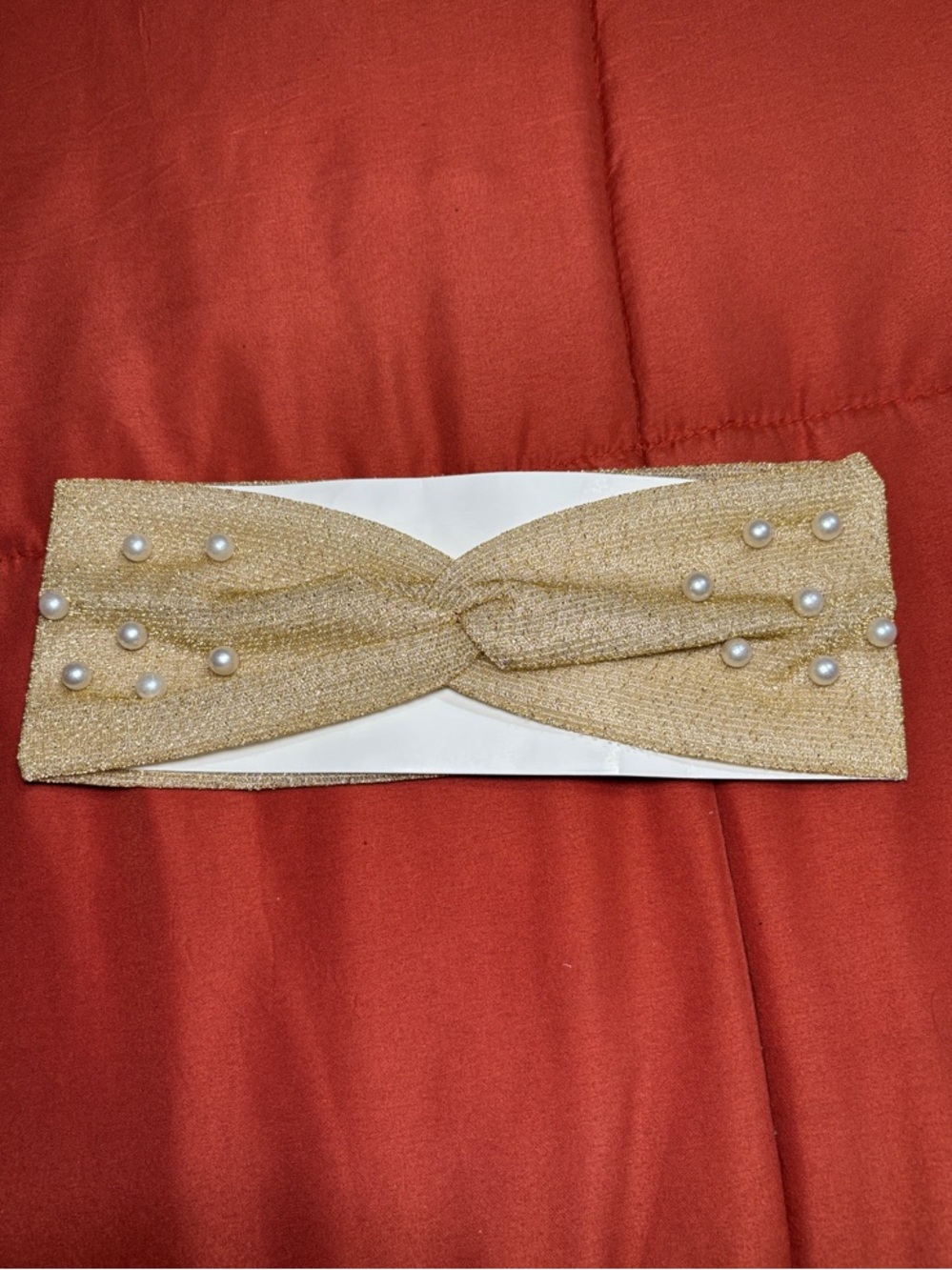 🥳Sale🥳 Pearl-Accent Shimmery Knotted Headband Turban - Gold Women’s Size
